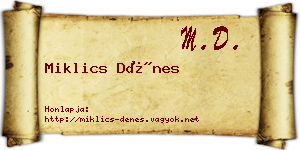 Miklics Dénes névjegykártya